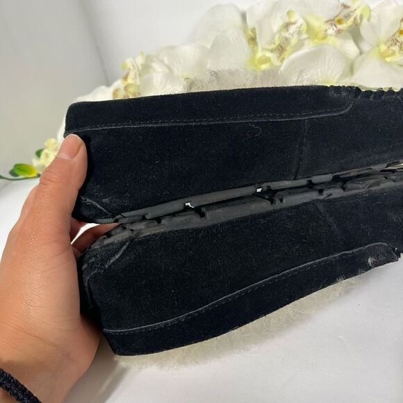 emu Australian Moccasin Womens size 7 Black Shearling lined Slippers - Picture 13 of 14